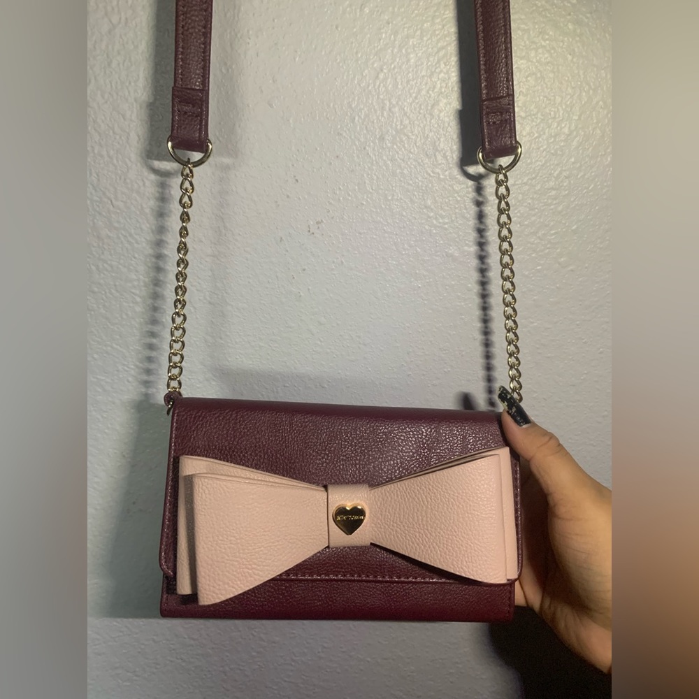 Betsey Johnson Pink and Black Crossbody Bag